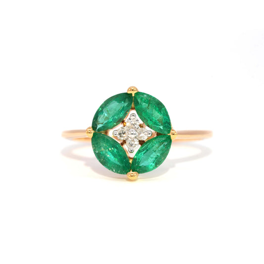 18K YELLOW GOLD EMERALD TREASURE RING