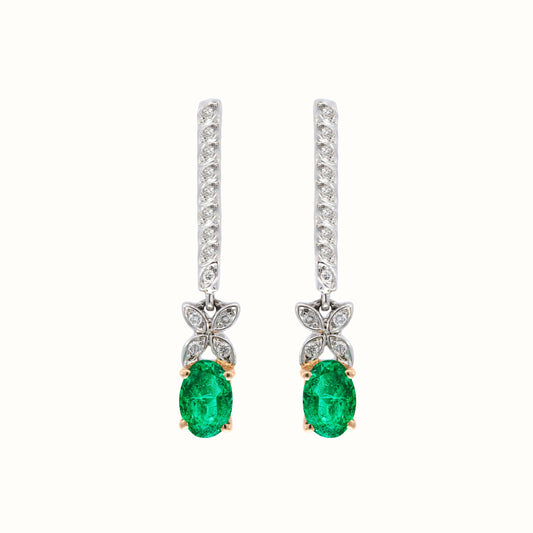 18K WHITE GOLD STARLIGHT EMERALD EARRINGS