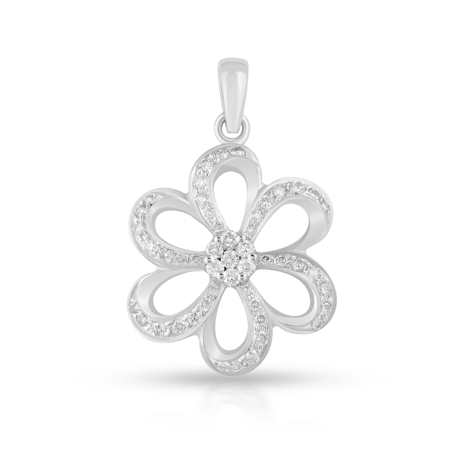 18K WHITE GOLD DIAMOND FLOWER PENDANT