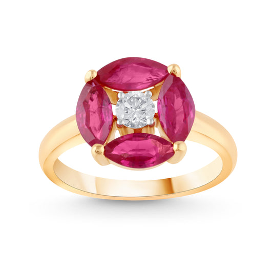 18K Yellow Gold Ruby Ring