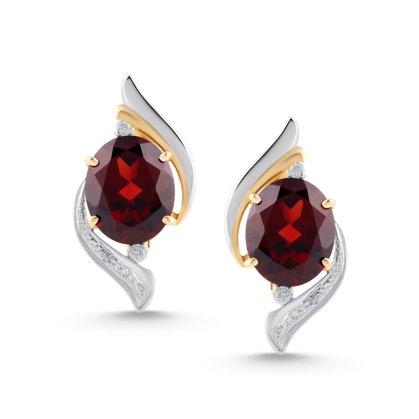 14K Yellow Gold Garnet Earring