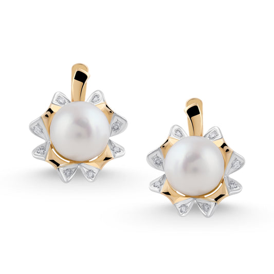 14K YELLOW GOLD PEARL EARRINGS IN DUBAI
