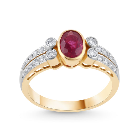 18K YELLOW GOLD RUBY RING