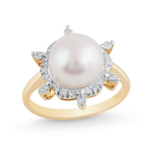 14K YELLOW GOLD PEARL RING