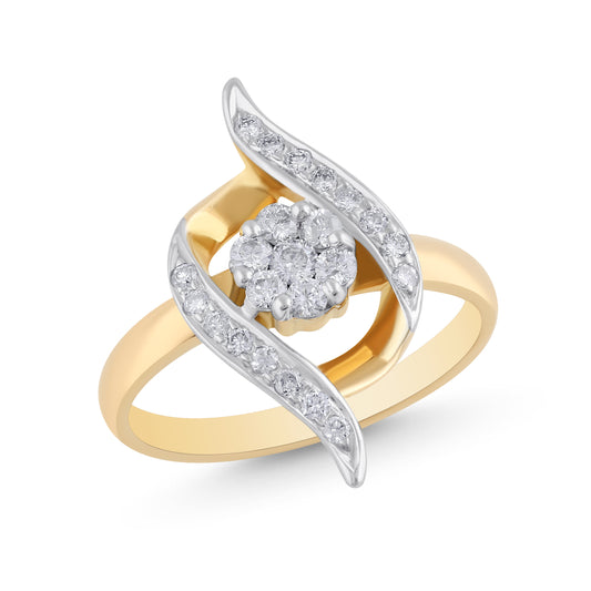 14K YELLOW GOLD DIAMOND LURE RING