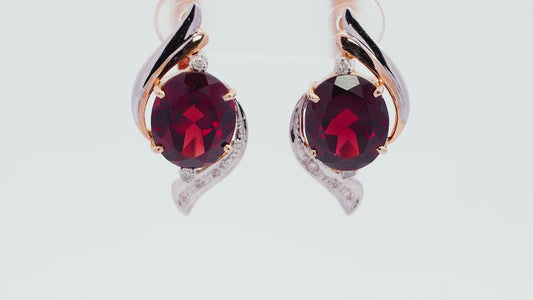 14K Yellow Gold Garnet Earring