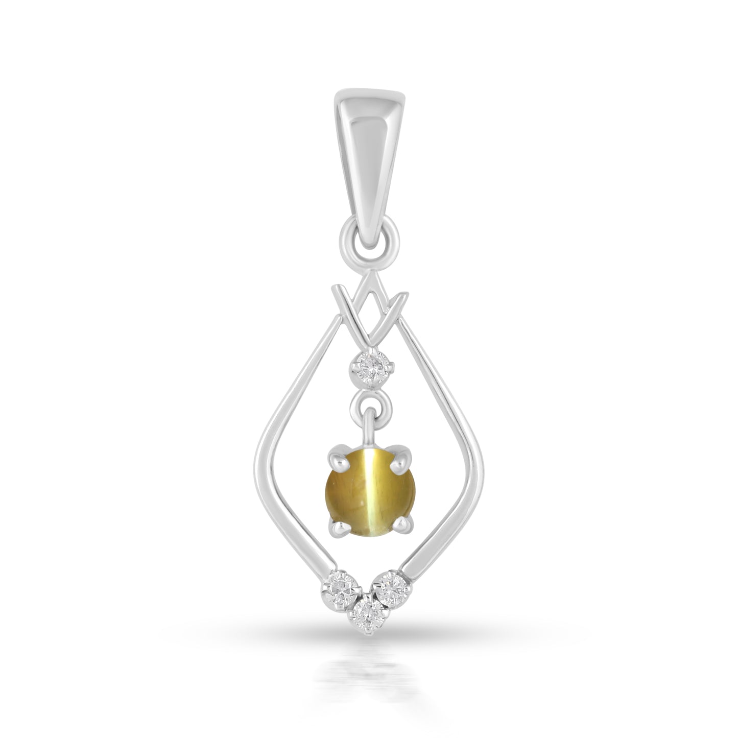 18K WHITE GOLD CAT'S EYE PENDANT