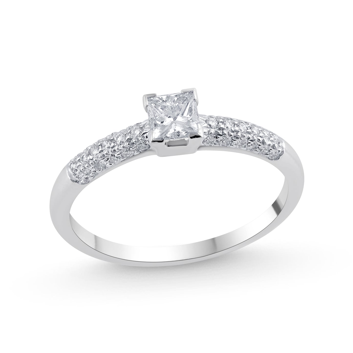 18K WHITE GOLD DIAMOND ACCENT RING